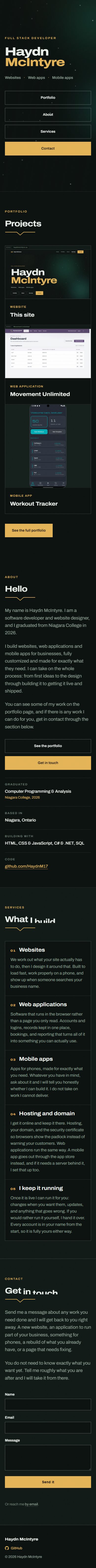 The same home page on a phone.